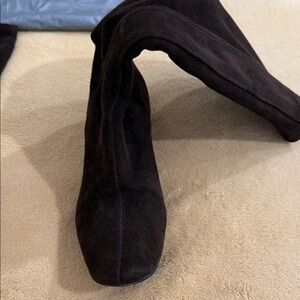 Prada Espresso Suede Heeled Boots